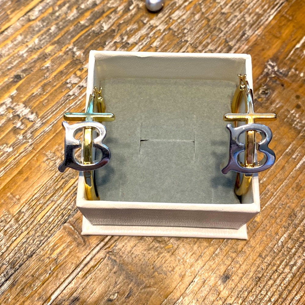 B hoop earrings gold and silver plated